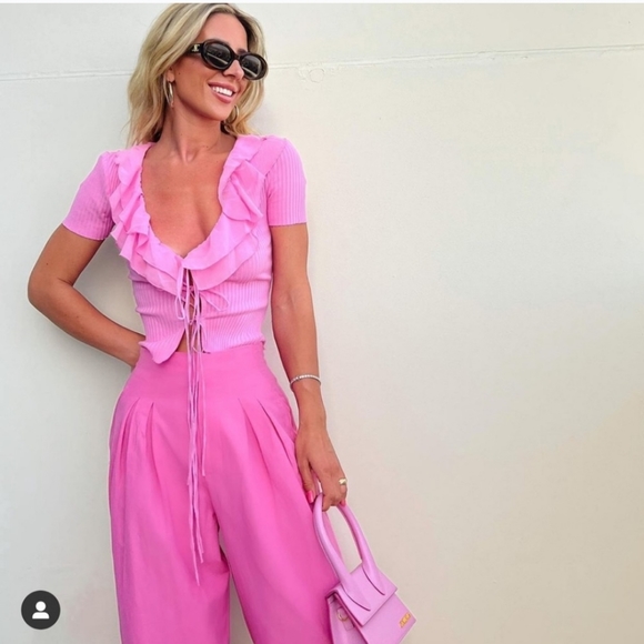 Zara Pleated Linen Blend Bloggers Favorite Pants Size S & XXL Pink NWT - Picture 3 of 13